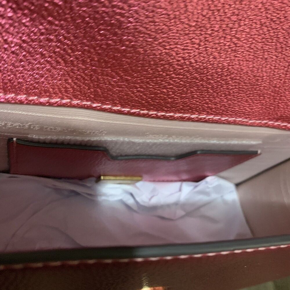 Kate Spade Bijou Barbie Pink Metallic Pebble Leather Top Handle Crossbody Bag - Picture 4 of 10